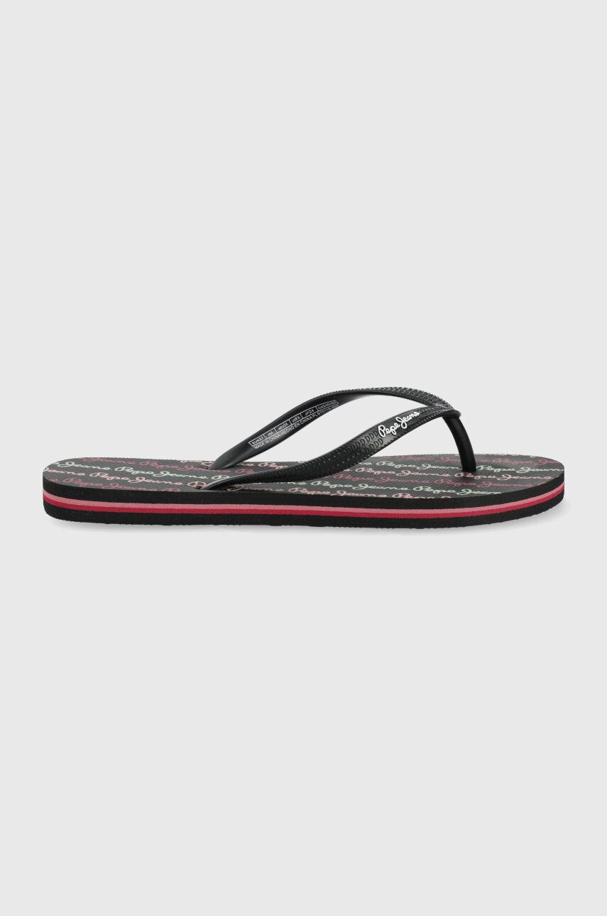 Pepe Jeans flip-flop Rake Log fekete női lapos talpú - Pepit.hu