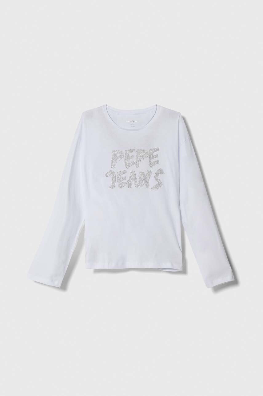 Pepe Jeans gyerek pamut hosszú ujjú felső fehér - Pepit.hu