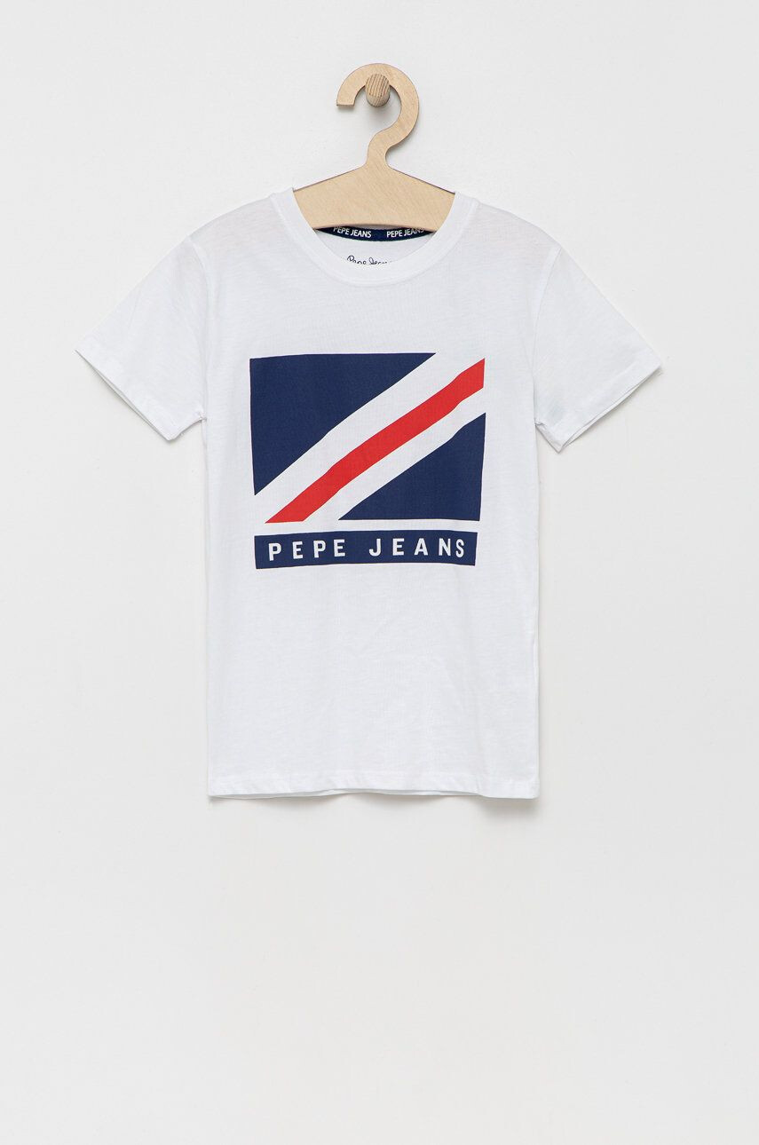 Pepe Jeans gyerek pamut póló fehér nyomott mintás - Pepit.hu