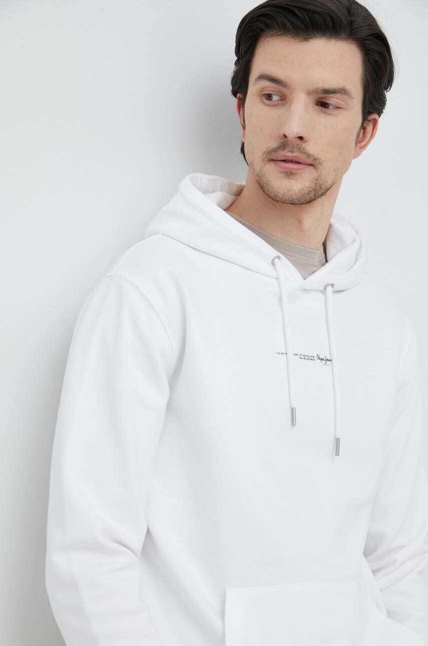 Pepe Jeans pamut melegítőfelső David Hoodie fehér férfi sima kapucnis - Pepit.hu