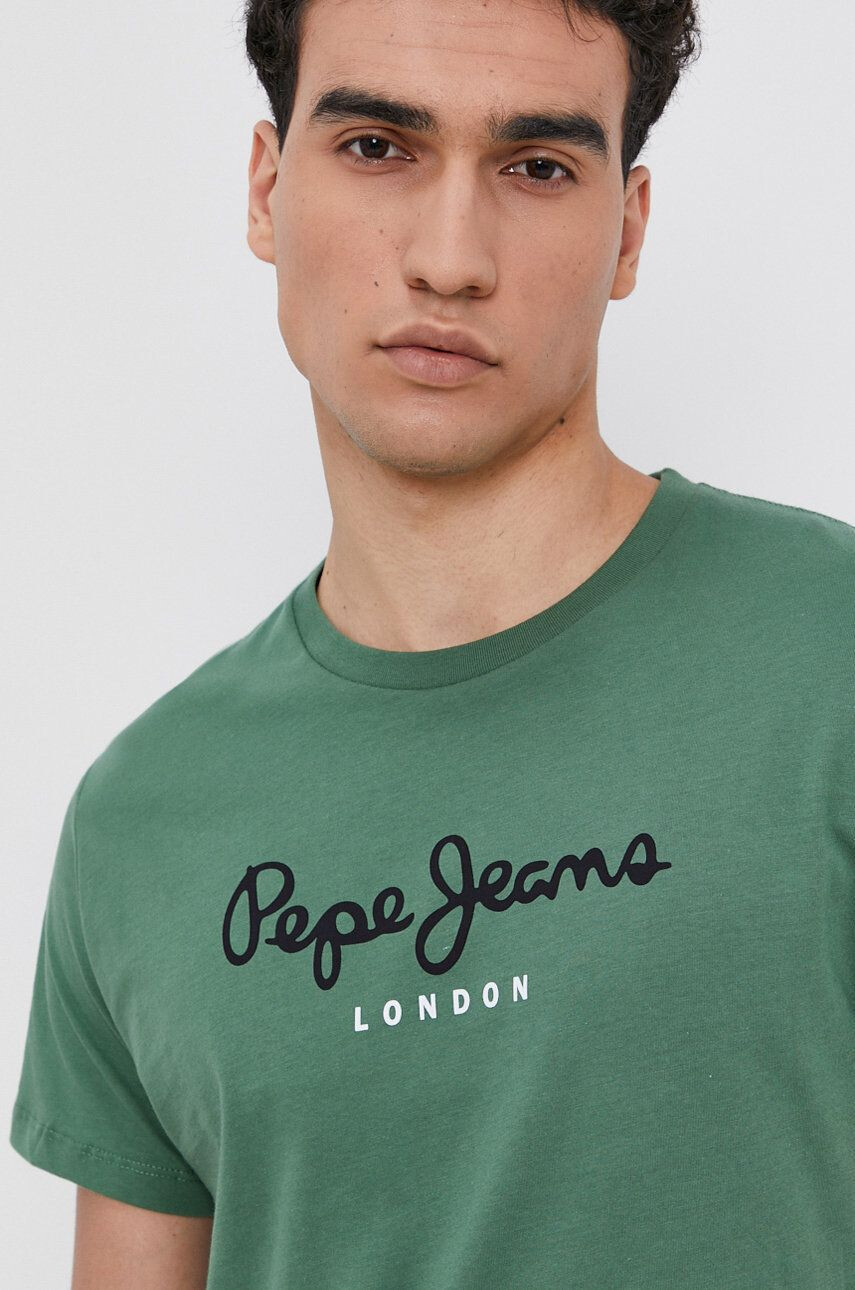 Pepe Jeans pamut póló zöld nyomott mintás - Pepit.hu