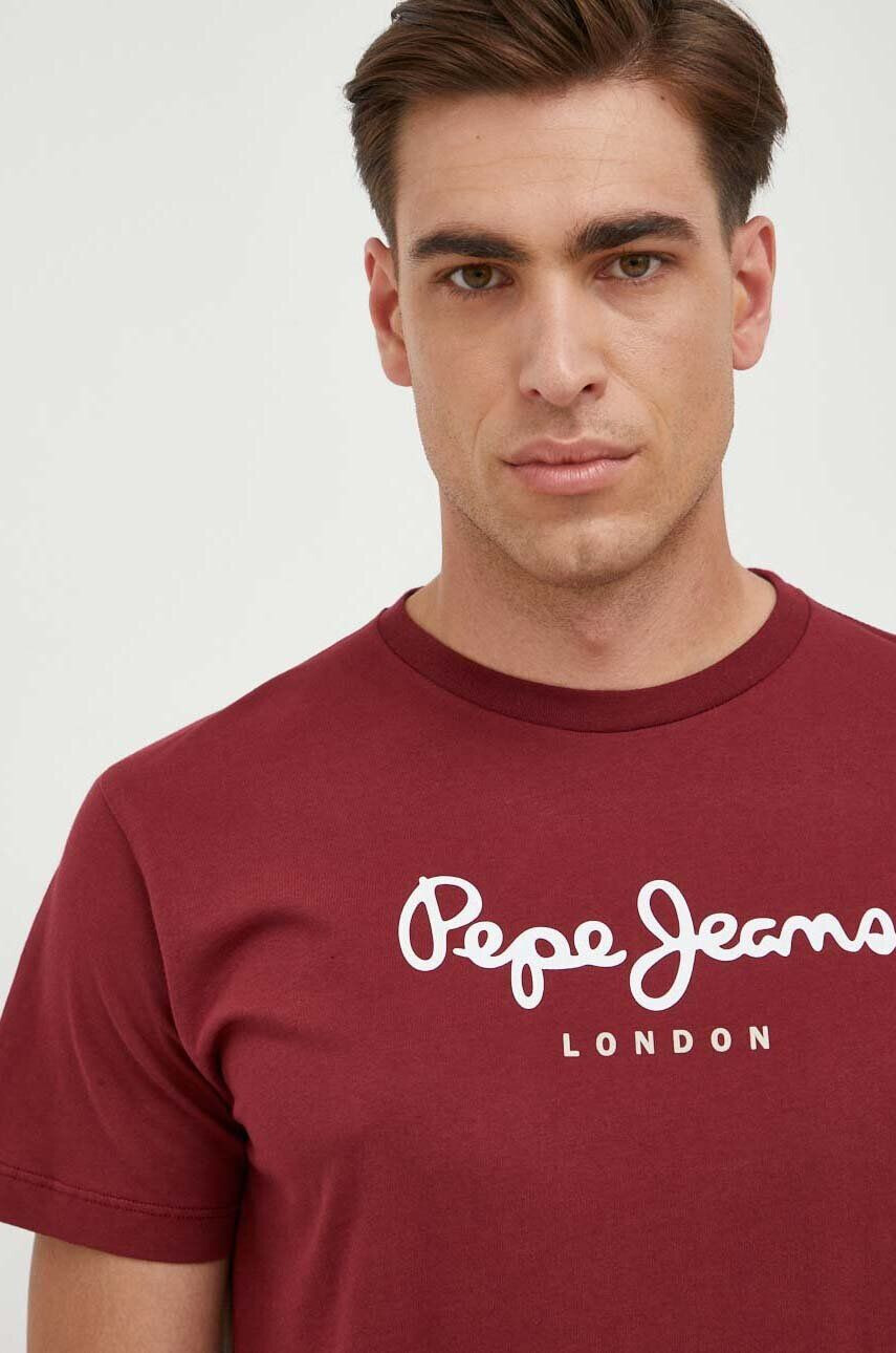 Pepe Jeans pamut póló Eggo bordó nyomott mintás - Pepit.hu