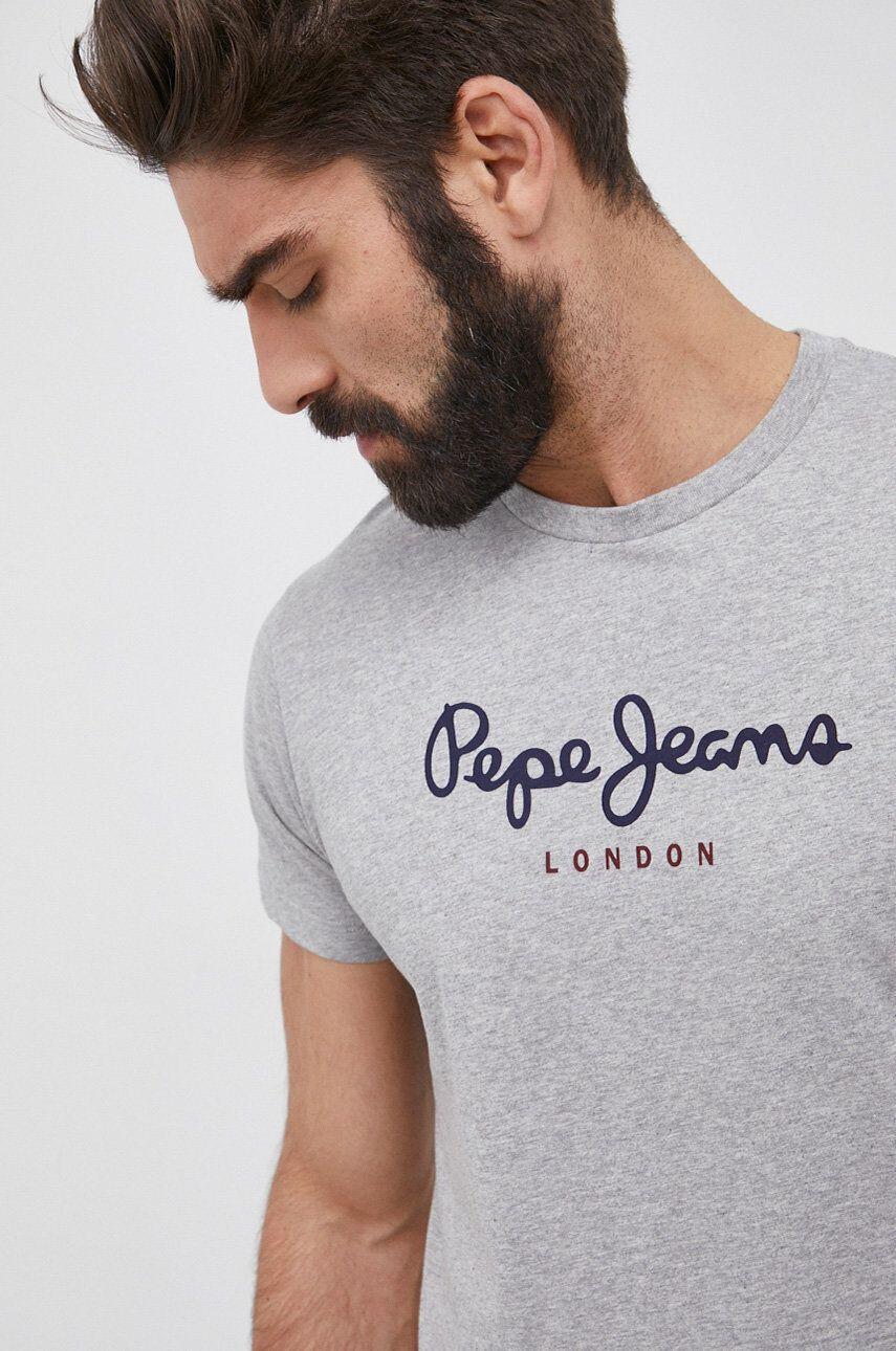 Pepe Jeans pamut póló Eggo szürke melange - Pepit.hu