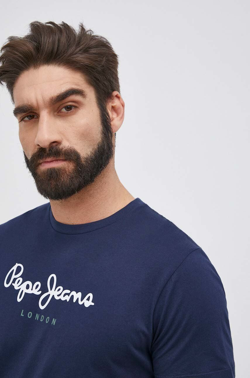 Pepe Jeans pamut póló Eggo sötétkék nyomott mintás - Pepit.hu