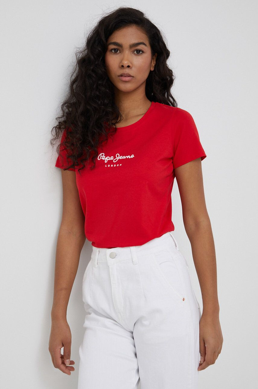 Pepe Jeans t-shirt New Virginia Ss N női piros - Pepit.hu