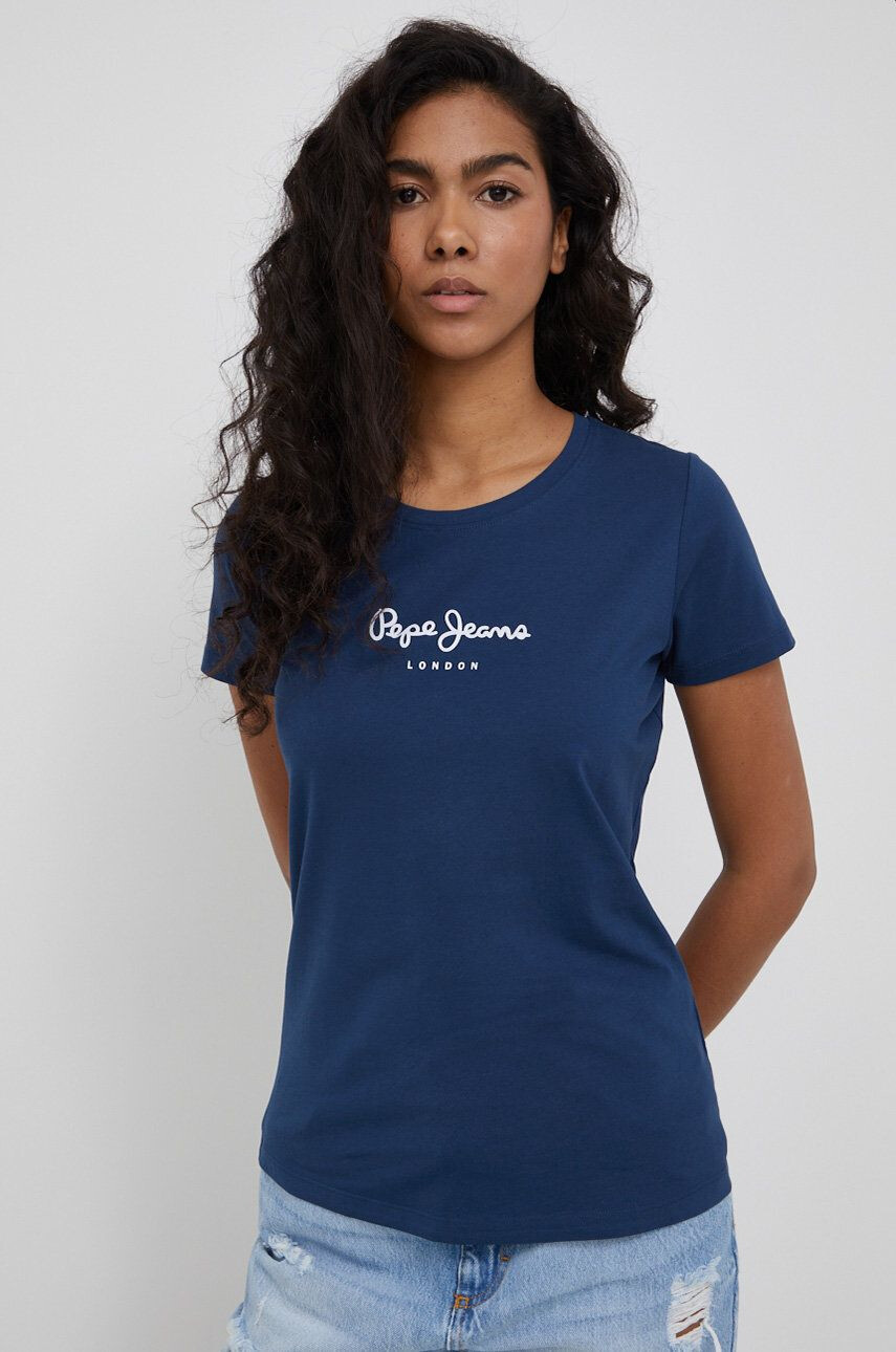 Pepe Jeans t-shirt New Virginia Ss N női sötétkék - Pepit.hu