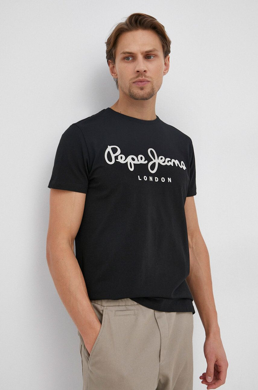 Pepe Jeans t-shirt Original fekete férfi nyomott mintás - Pepit.hu