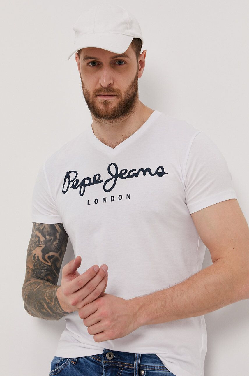 Pepe Jeans t-shirt fehér férfi nyomott mintás - Pepit.hu