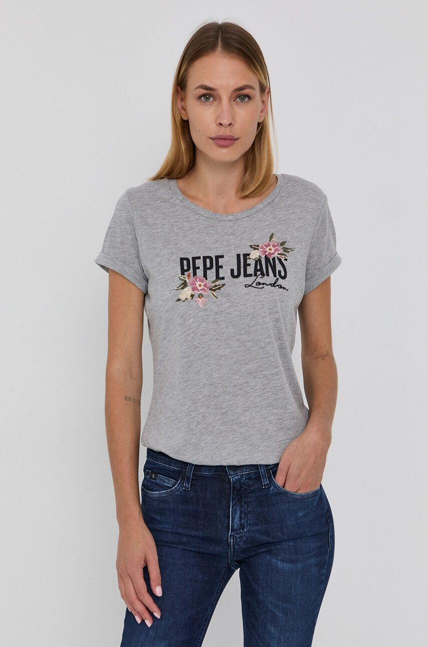 Pepe Jeans t-shirt Patience női szürke - Pepit.hu