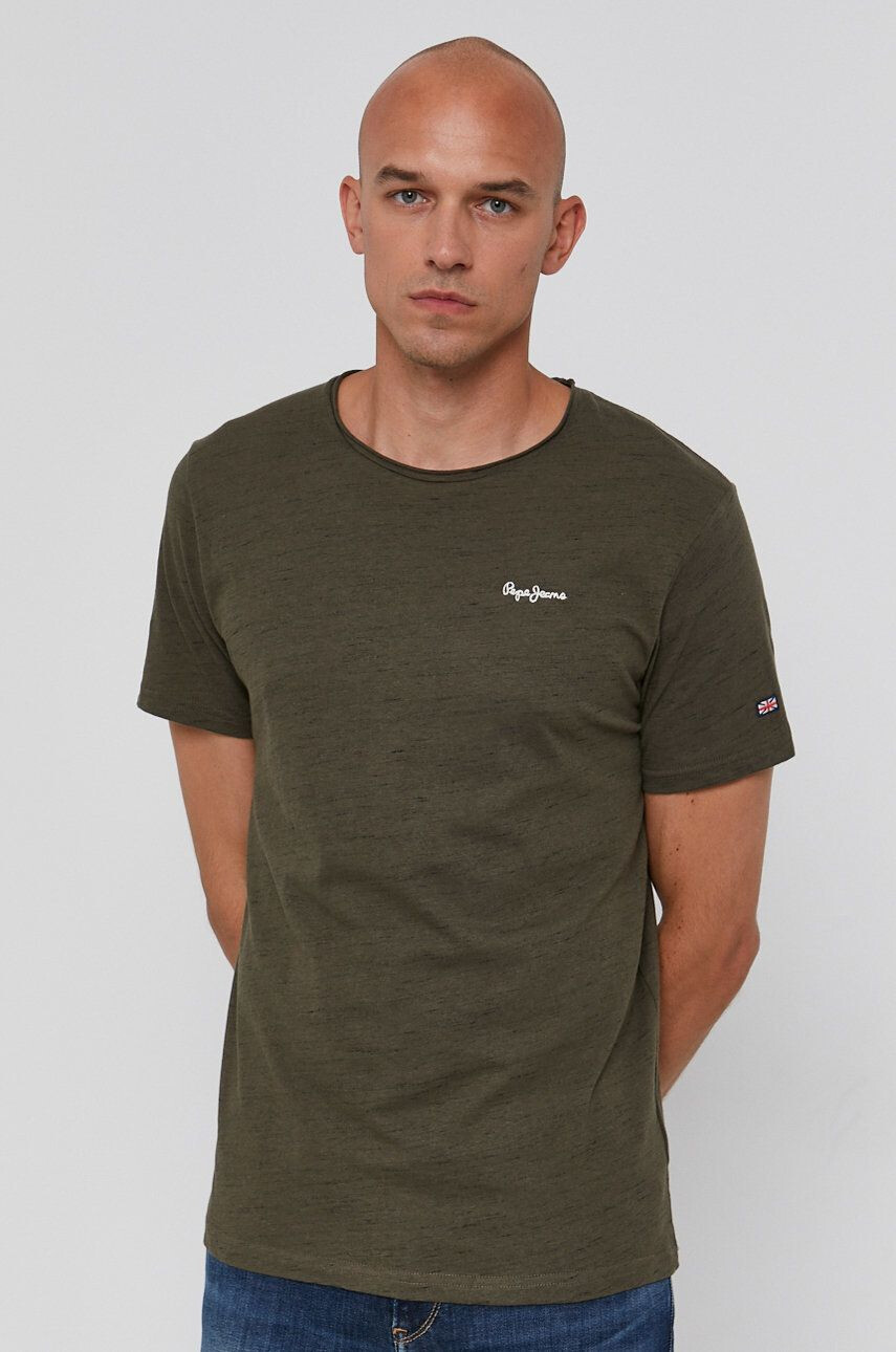 Pepe Jeans t-shirt Paul 7 zöld férfi sima - Pepit.hu