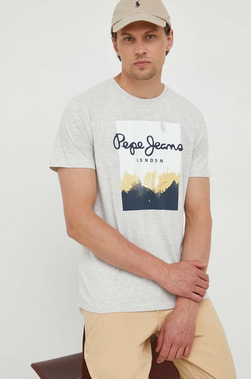 Pepe Jeans t-shirt Roslyn szürke férfi nyomott mintás - Pepit.hu