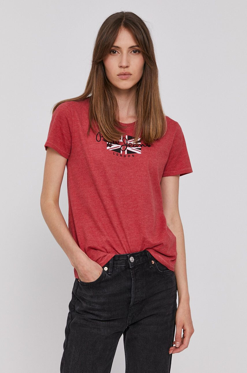 Pepe Jeans t-shirt ZAIDAS női piros - Pepit.hu