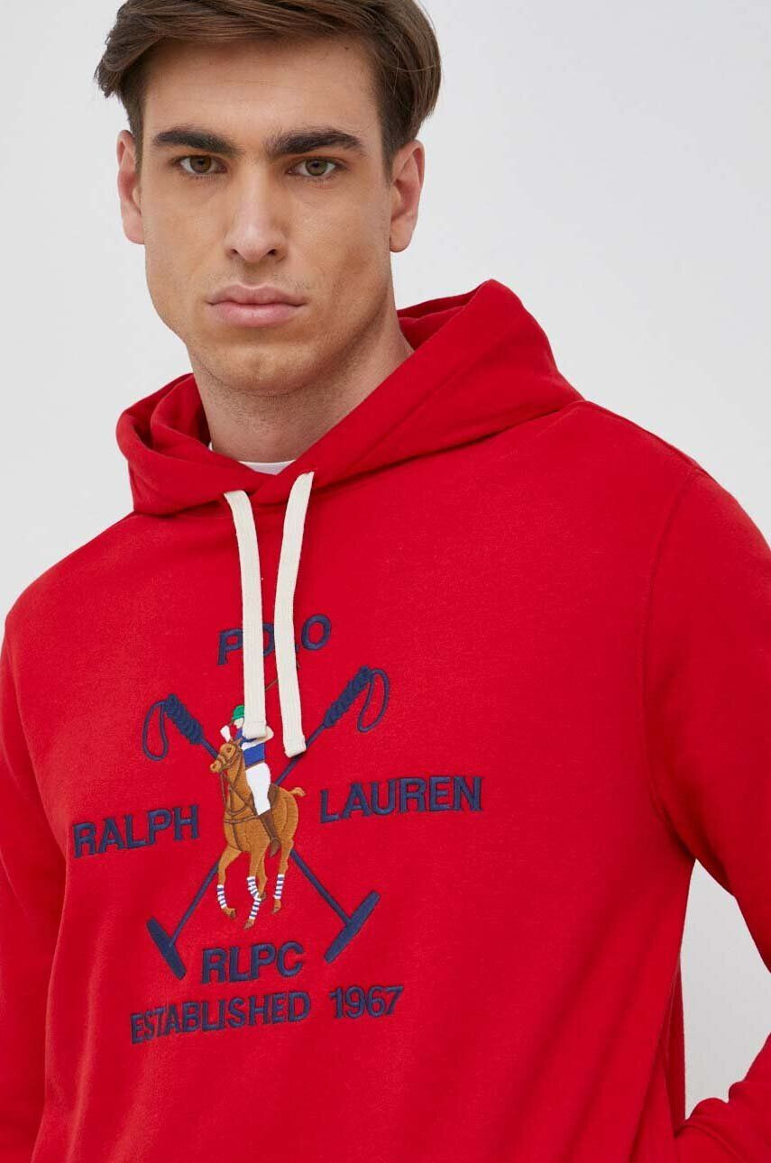 Polo Ralph Lauren felső piros férfi nyomott mintás kapucnis - Pepit.hu