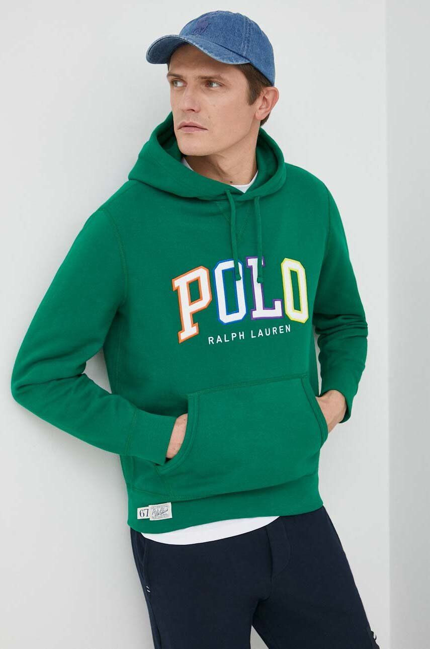 Polo Ralph Lauren felső zöld férfi nyomott mintás kapucnis - Pepit.hu