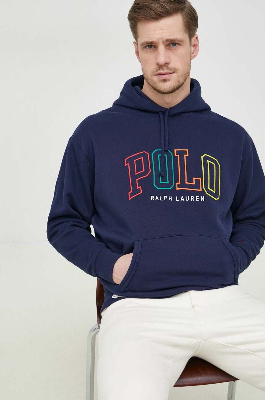 Polo Ralph Lauren felső sötétkék férfi nyomott mintás kapucnis - Pepit.hu