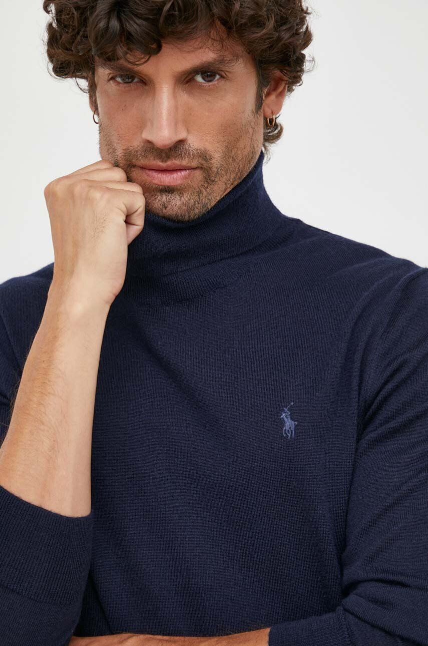 Polo Ralph Lauren gyapjú pulóver könnyű férfi sötétkék garbónyakú - Pepit.hu