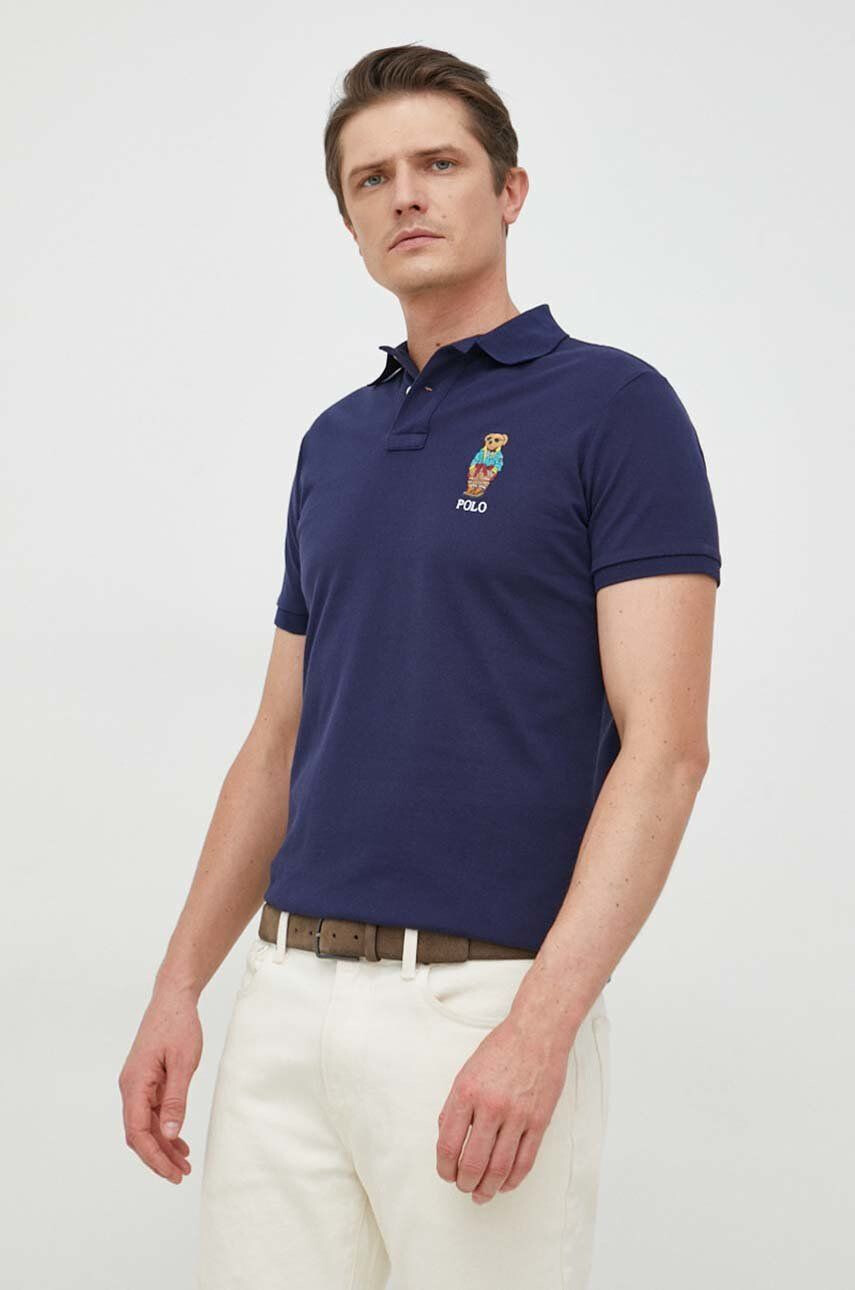 Polo Ralph Lauren pamut póló sötétkék nyomott mintás - Pepit.hu