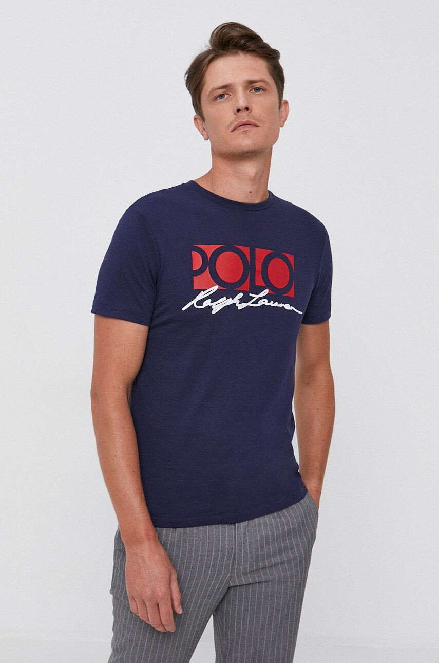 Polo Ralph Lauren pamut póló sötétkék nyomott mintás - Pepit.hu