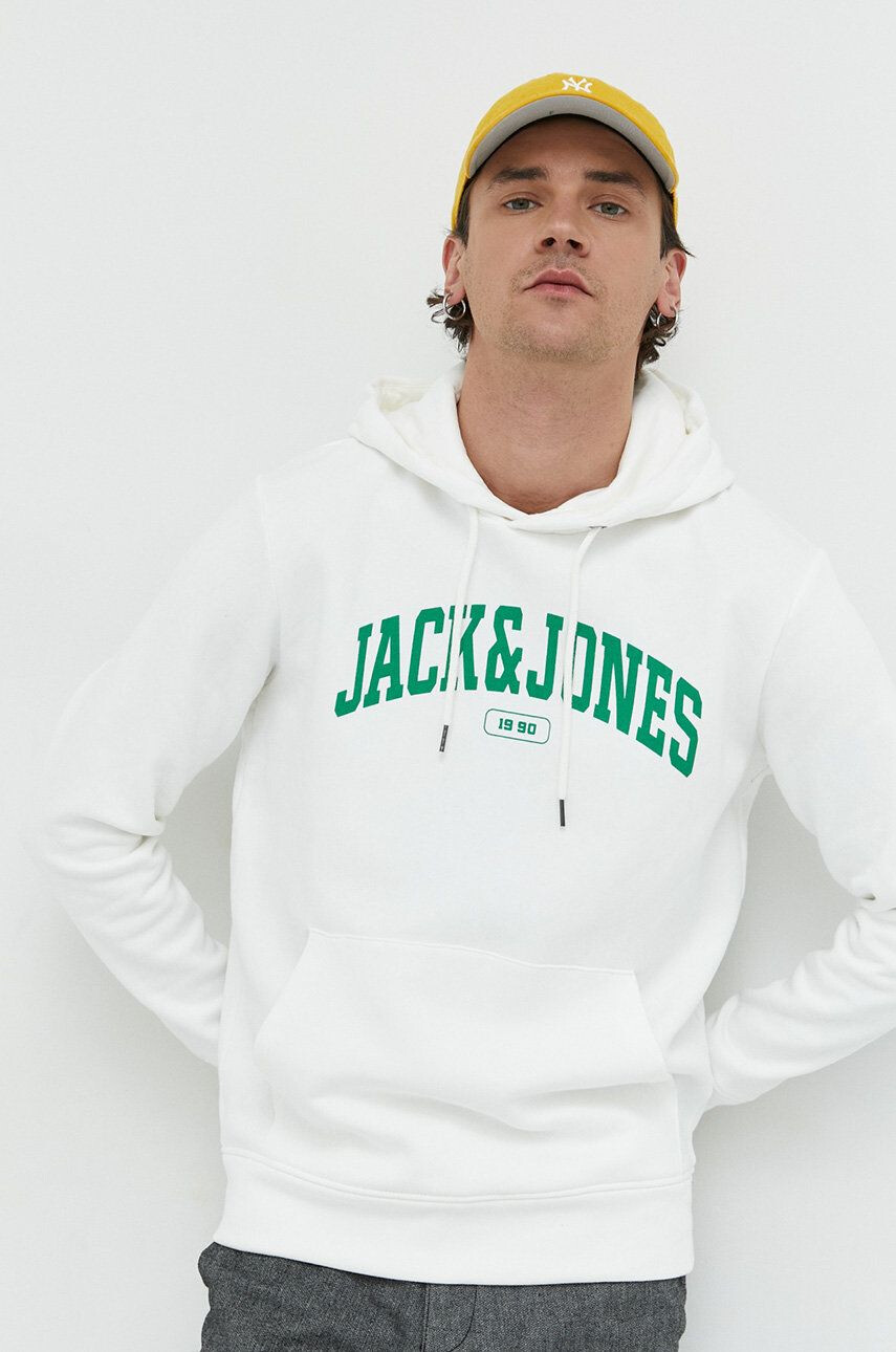 Premium by Jack&Jones felső fehér férfi nyomott mintás kapucnis - Pepit.hu