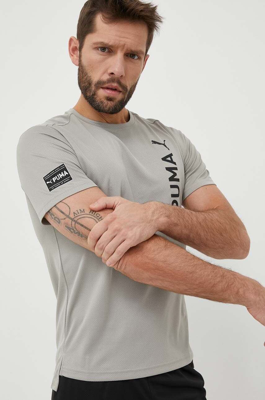 Puma edzős póló Fit Ultrabreathe Q2 zöld nyomott mintás - Pepit.hu