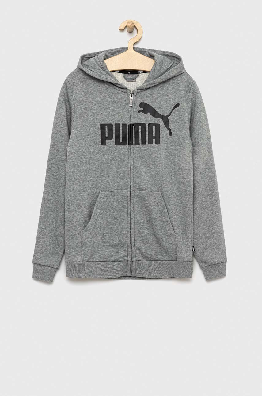 Puma gyerek felső ESS Big Logo FZ Hoodie TR B szürke mintás kapucnis - Pepit.hu