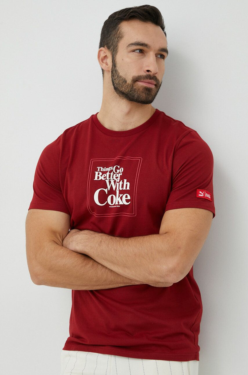 Puma t-shirt X Coca Cola piros férfi sima - Pepit.hu