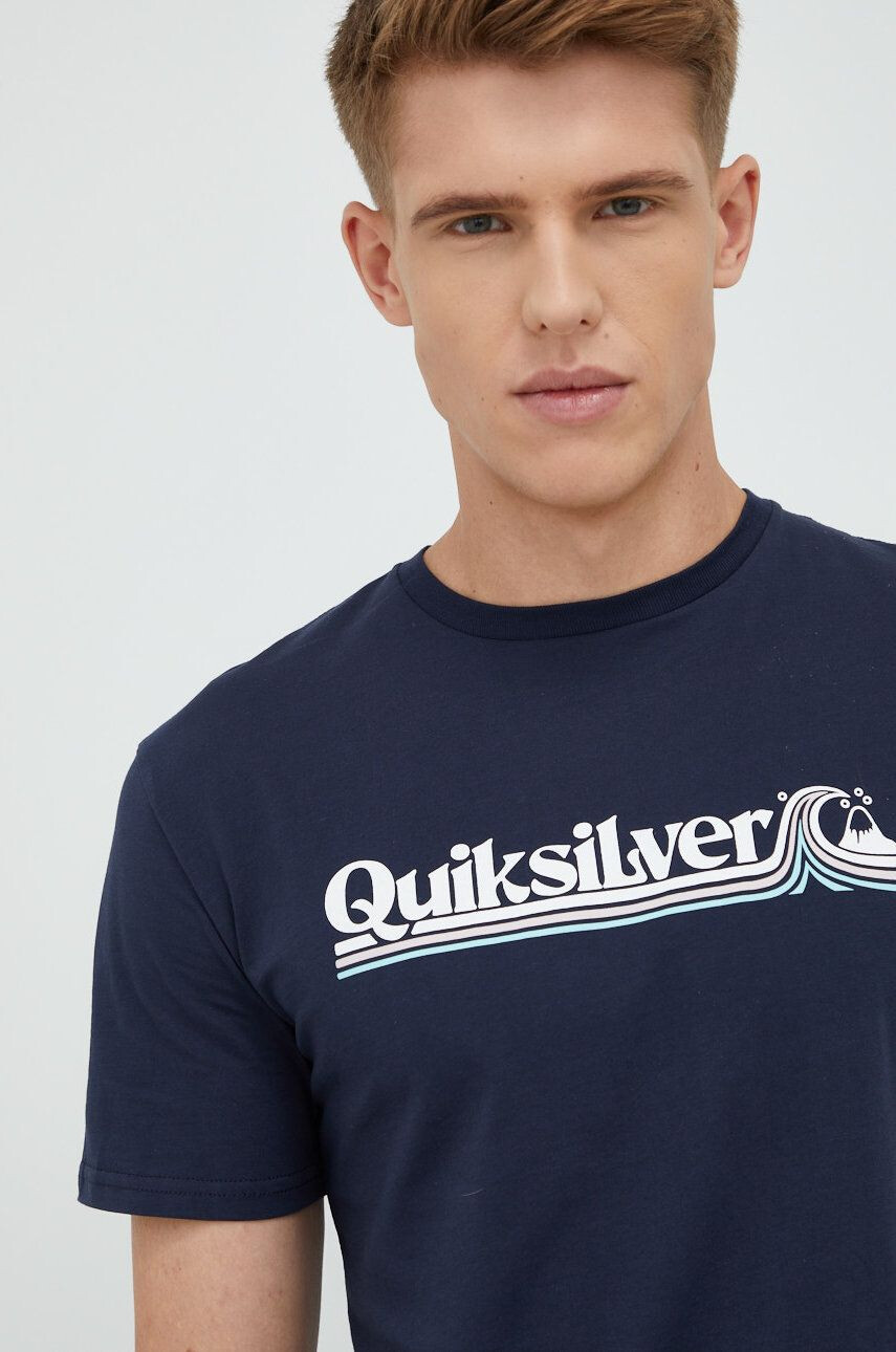 Quiksilver pamut póló sötétkék nyomott mintás - Pepit.hu