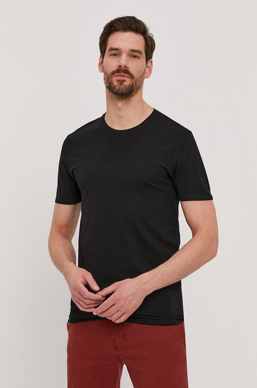 Selected Homme Selected t-shirt fekete sima - Pepit.hu