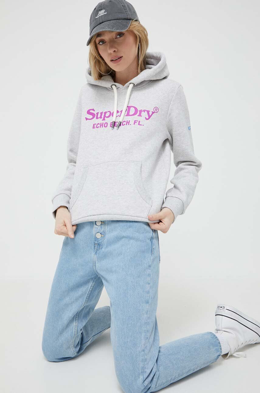 Superdry felső szürke női nyomott mintás kapucnis - Pepit.hu