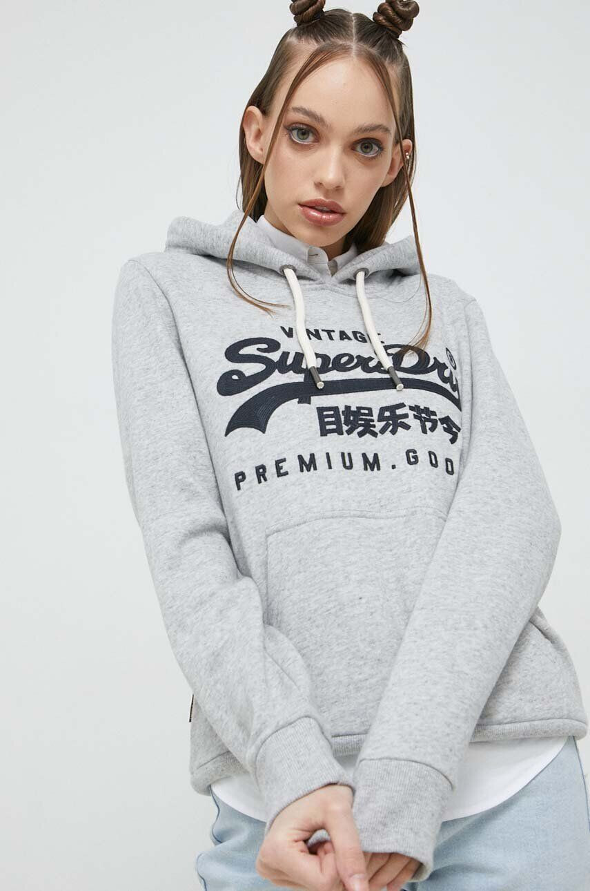 Superdry felső szürke női nyomott mintás kapucnis - Pepit.hu