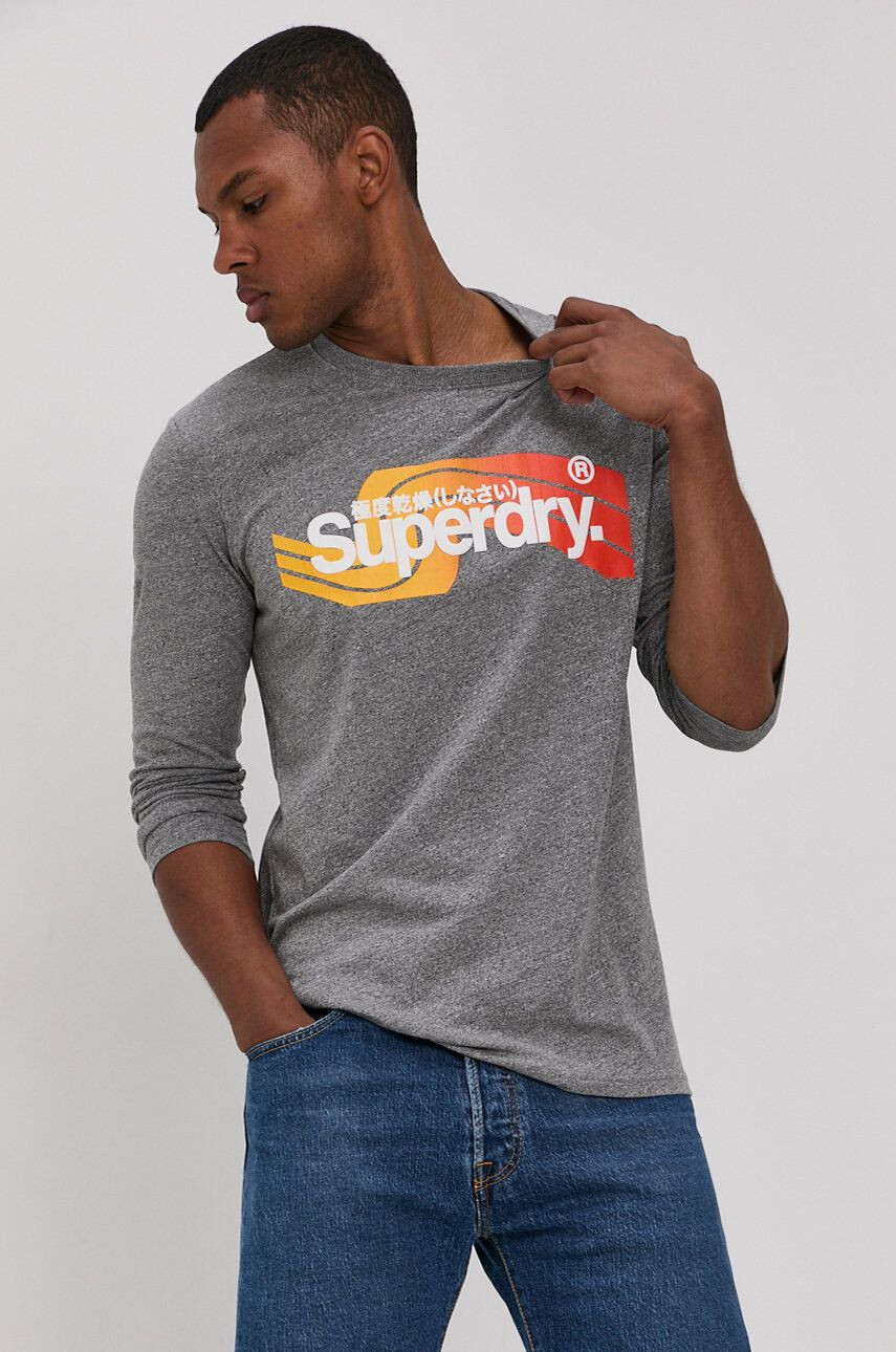 Superdry hosszú ujjú szürke férfi melange - Pepit.hu