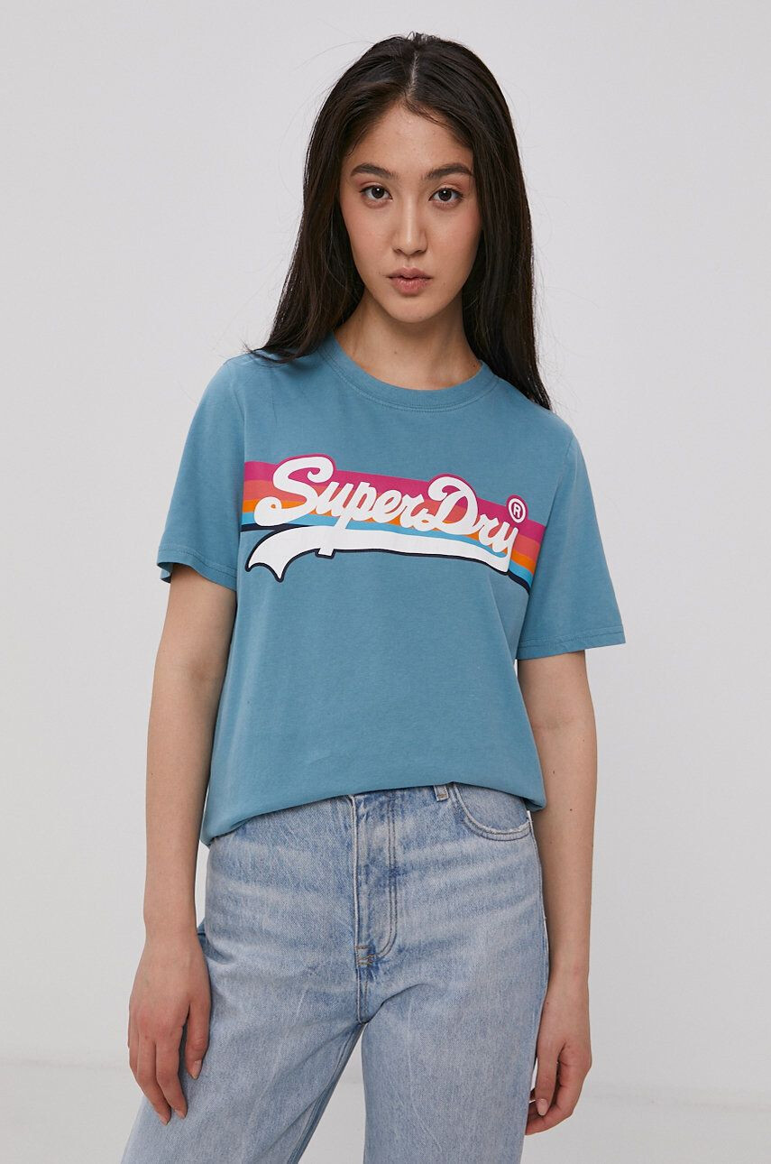 Superdry pamut póló sárga melange - Pepit.hu