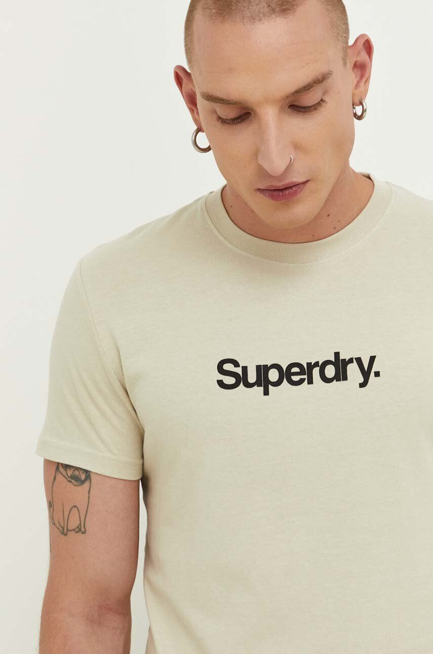 Superdry pamut póló bézs nyomott mintás - Pepit.hu