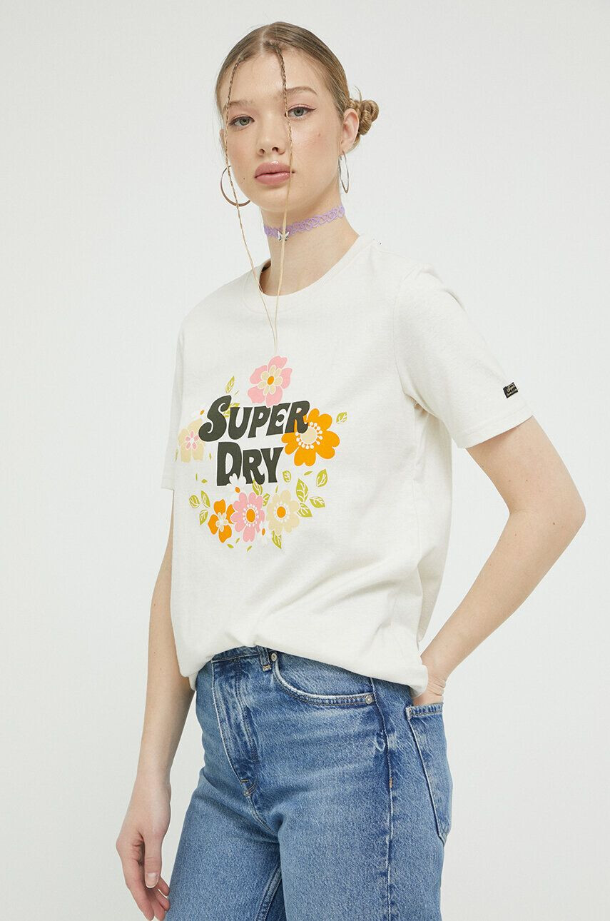 Superdry t-shirt női bézs - Pepit.hu