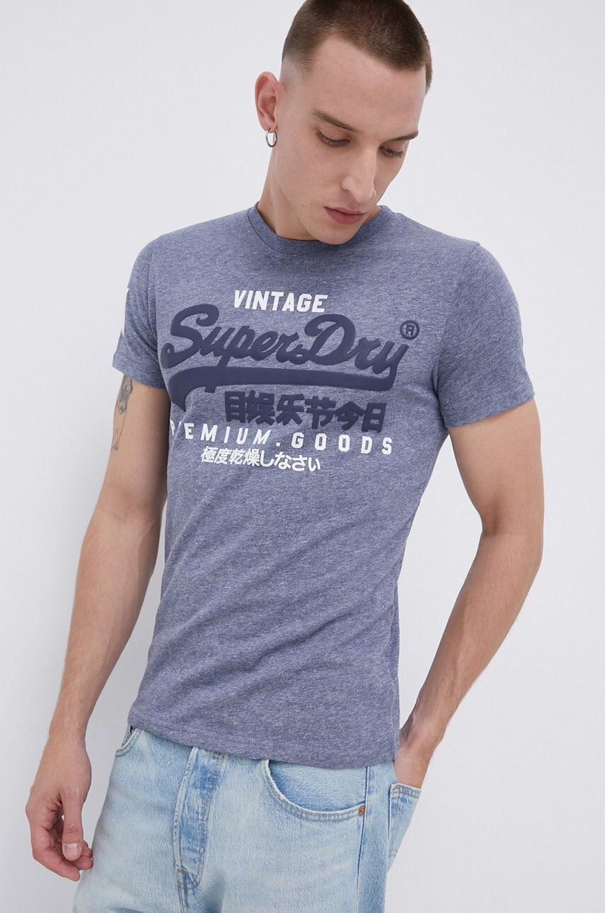 Superdry t-shirt kék férfi nyomott mintás - Pepit.hu