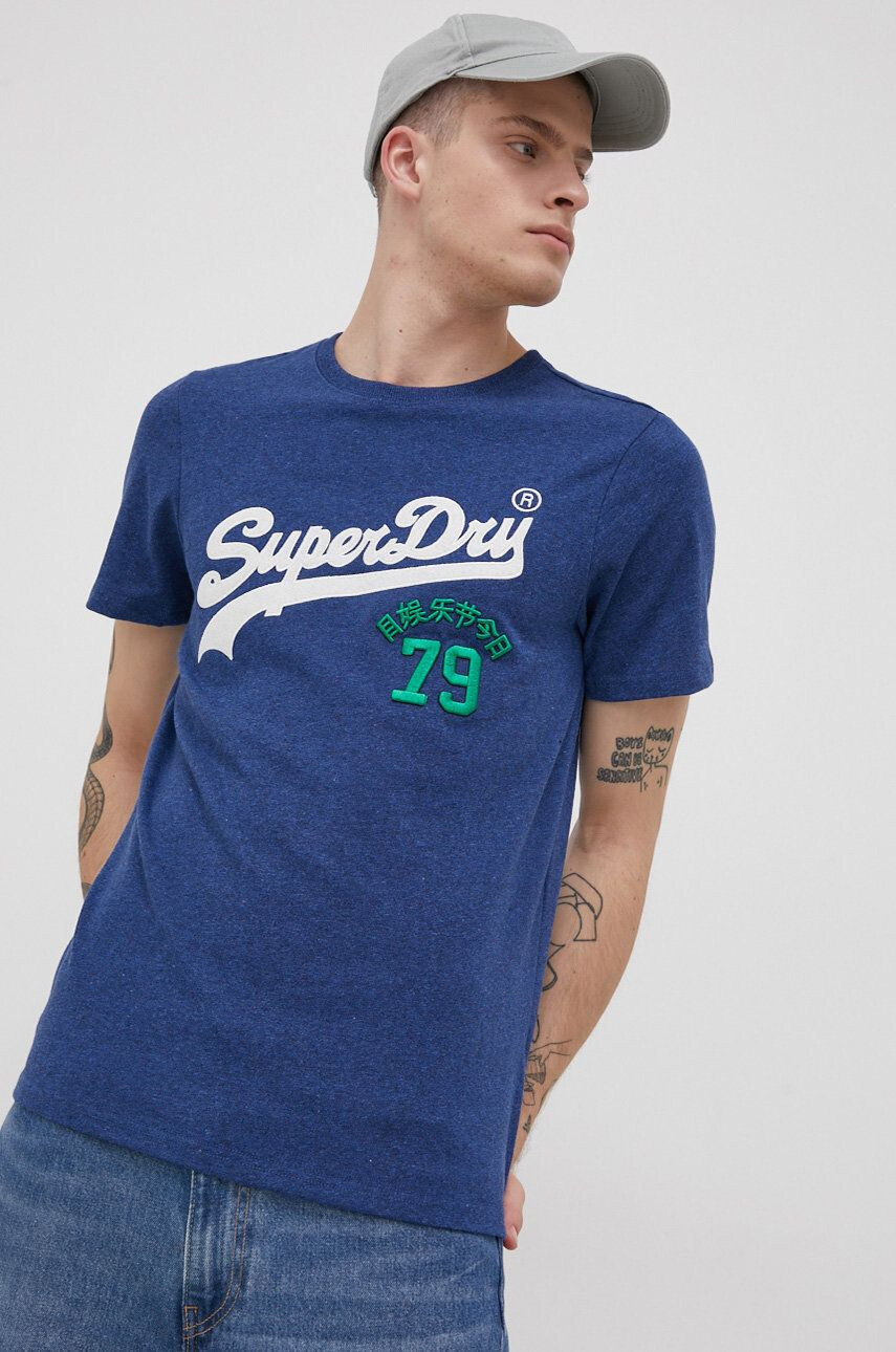 Superdry t-shirt kék férfi nyomott mintás - Pepit.hu