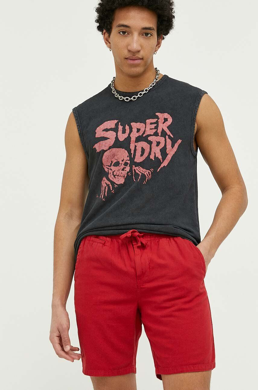 Superdry vászonkeverék rövidnadrág piros - Pepit.hu