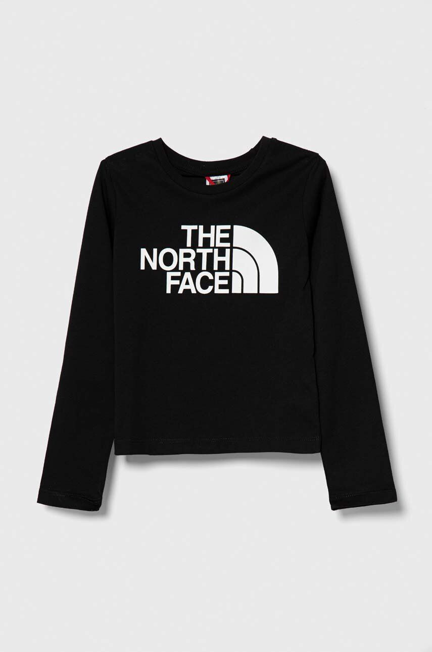 The North Face gyerek pamut hosszú ujjú felső L/S EASY TEE fekete nyomott mintás - Pepit.hu