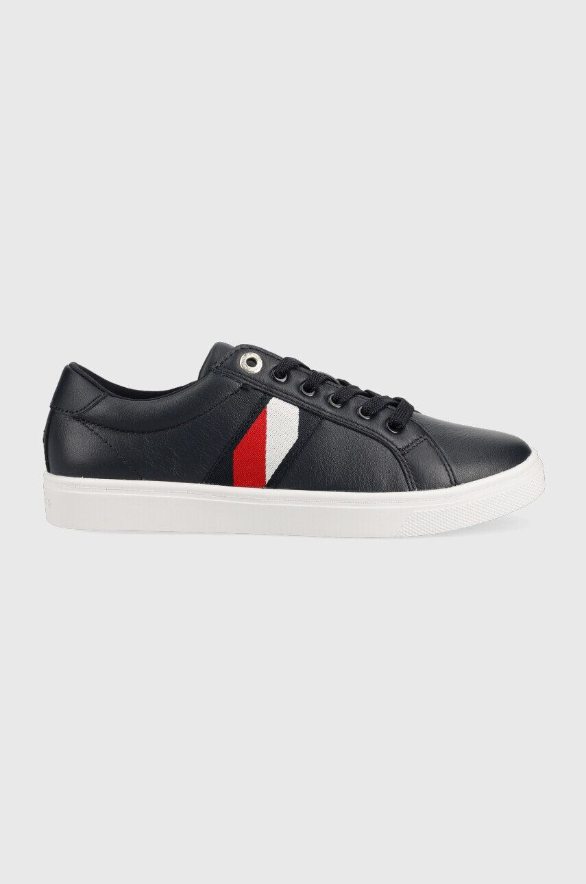 Tommy Hilfiger bőr sportcipő Corporate Tommy Cupsole sötétkék - Pepit.hu