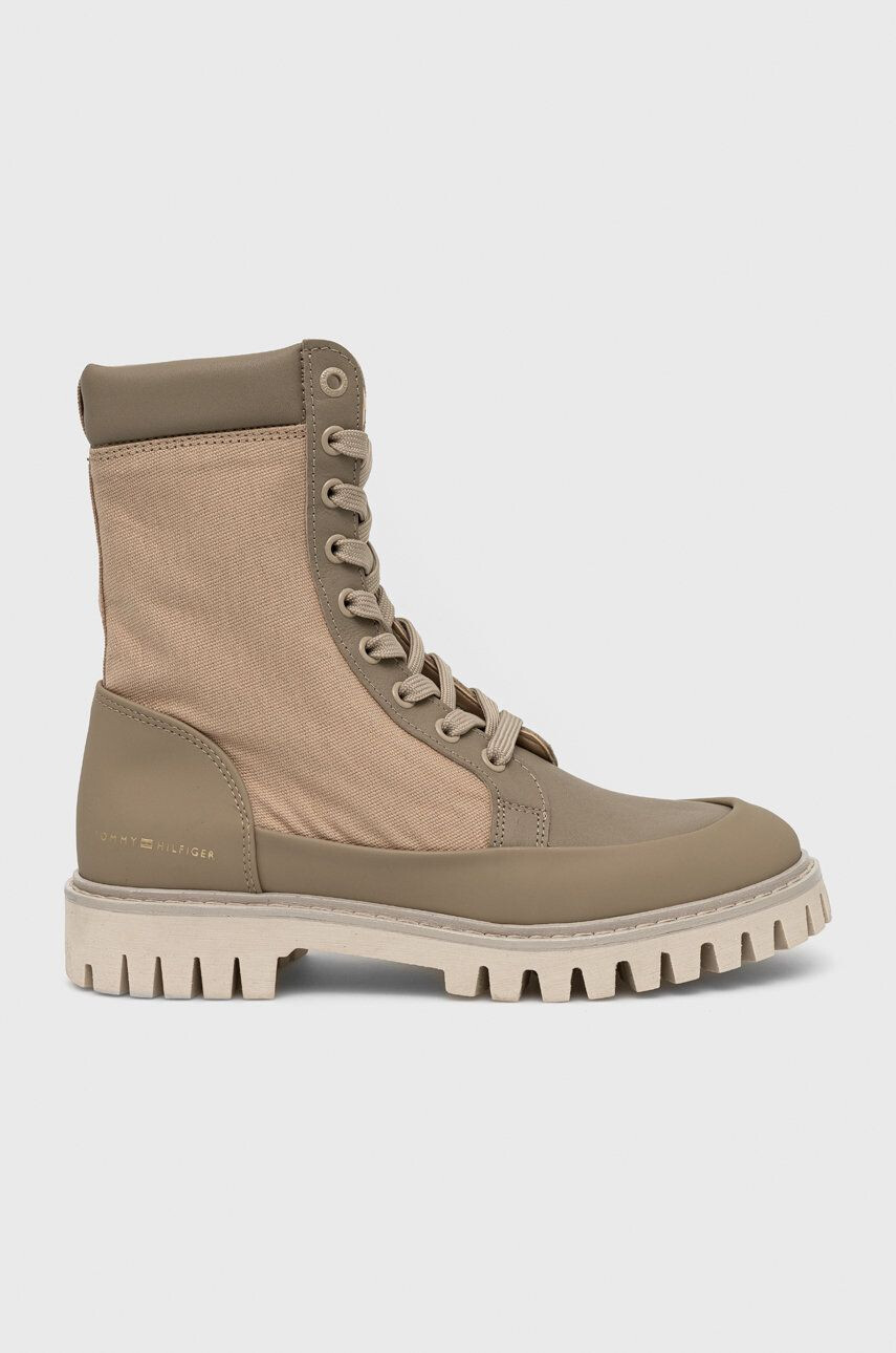 Tommy Hilfiger bokacsizma Th Casual Lace Up Boot bézs női lapos talpú - Pepit.hu