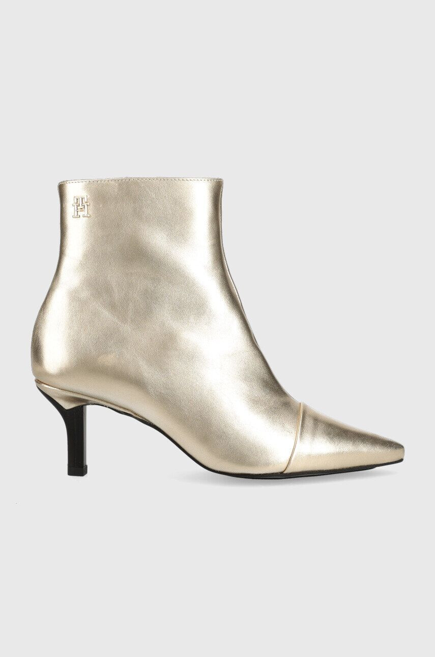 Tommy Hilfiger bőr csizma FW0FW07048 POINTY HEEL BOOT GOLD sárga női tűsarkú - Pepit.hu