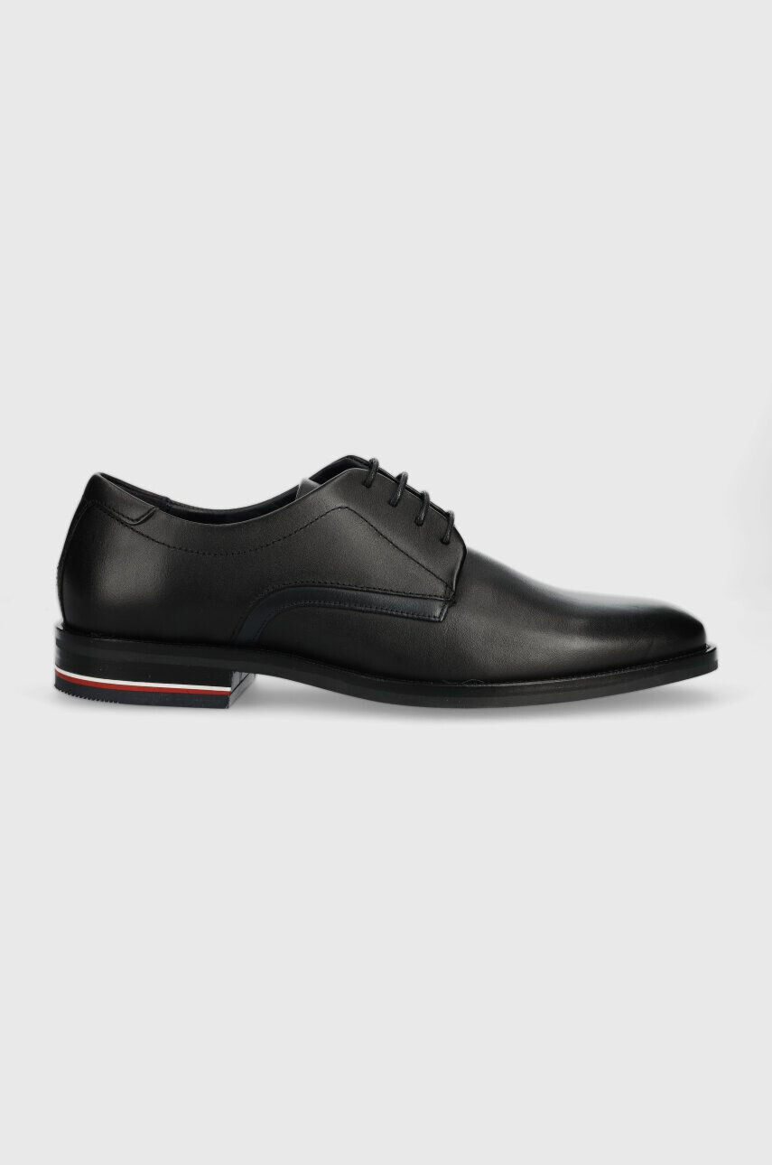 Tommy Hilfiger bőr félcipő CORPORATE HILFIGER LEATHER SHOE fekete férfi FM0FM04433 - Pepit.hu