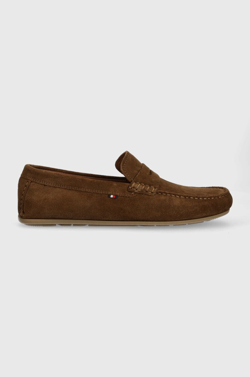 Tommy Hilfiger bőr mokaszin CASUAL HILFIGER SUEDE DRIVER barna férfi FM0FM04271 - Pepit.hu