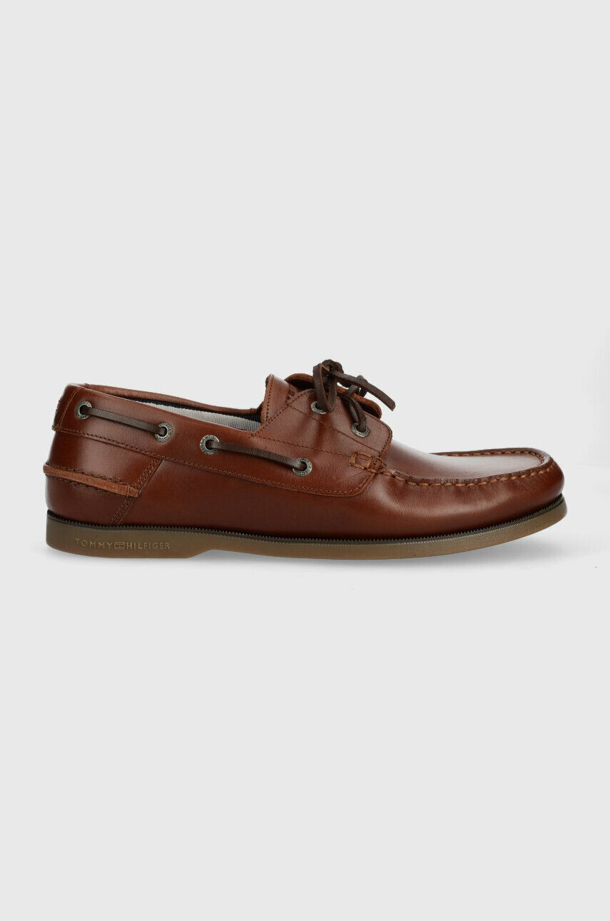 Tommy Hilfiger bőr mokaszin TH BOAT SHOE CORE LEATHER barna férfi FM0FM04506 - Pepit.hu