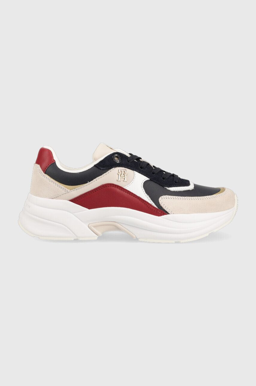 Tommy Hilfiger bőr sportcipő CHUNKY TH RUNNER sötétkék FW0FW07386 - Pepit.hu