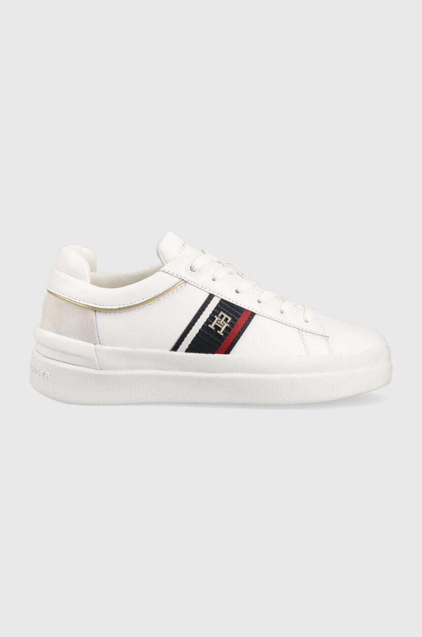 Tommy Hilfiger bőr sportcipő CORP WEBBING COURT bézs FW0FW07387 - Pepit.hu