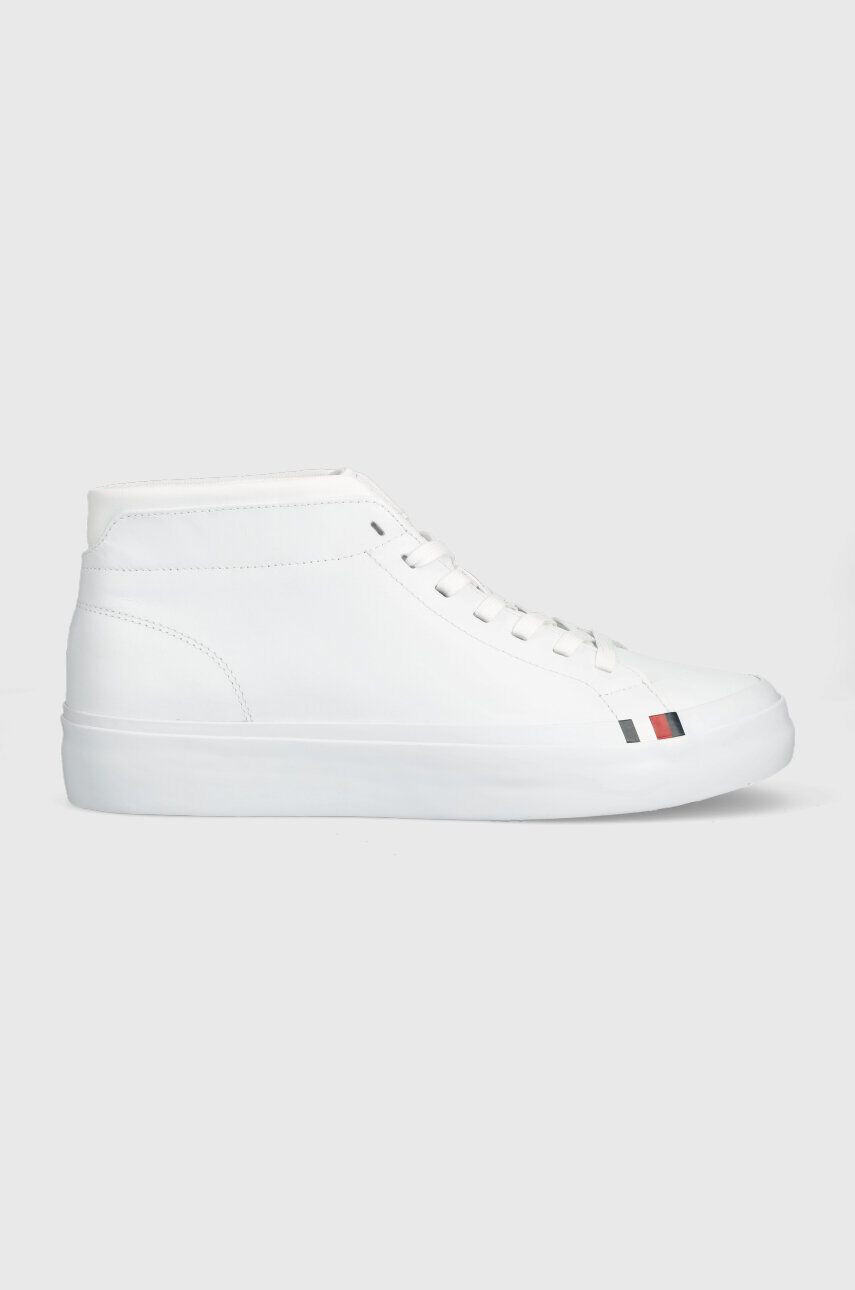 Tommy Hilfiger bőr sportcipő ELEVATED VULC LEATHER MID fehér FM0FM04419 - Pepit.hu