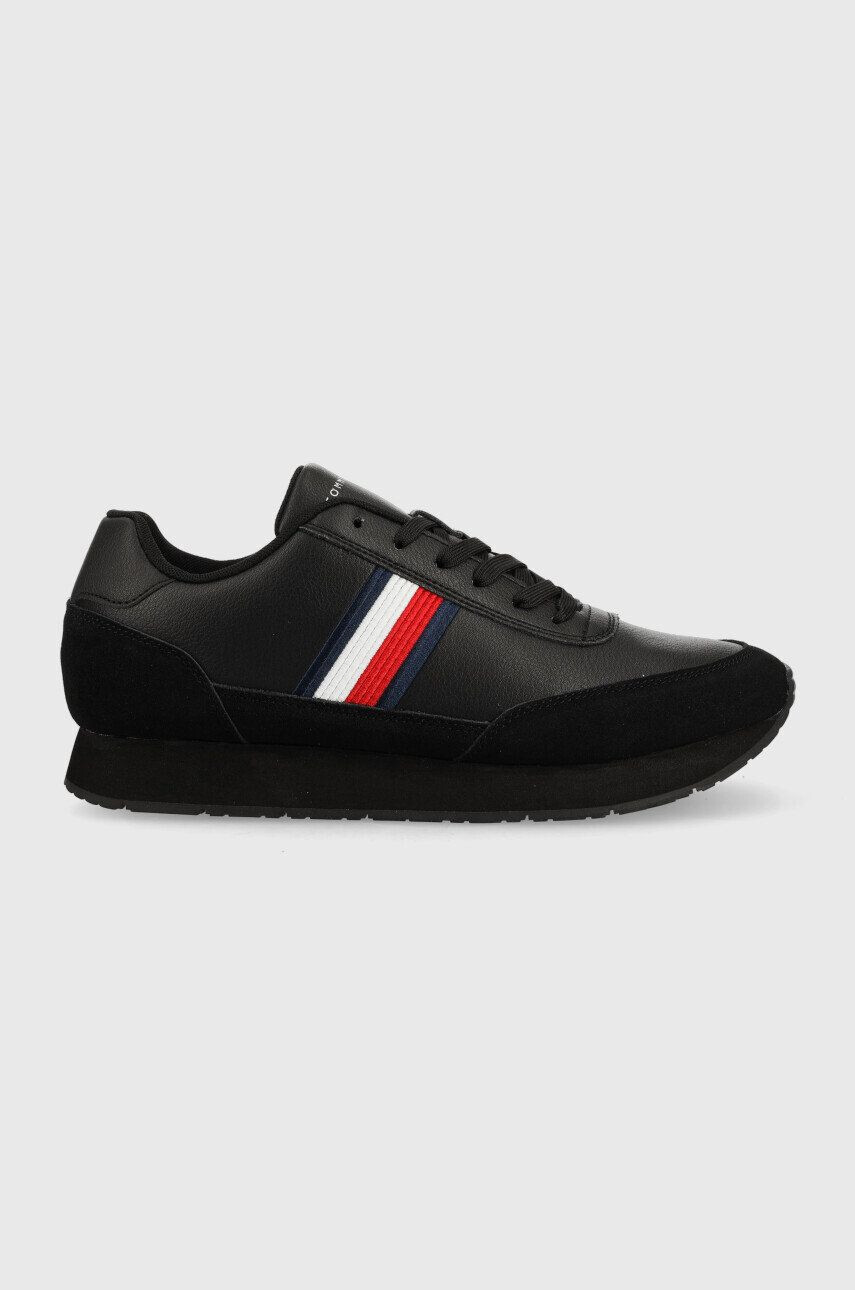 Tommy Hilfiger bőr sportcipő FM0FM04397 CORE EVA RUNNER CORPORATE LEA fekete - Pepit.hu