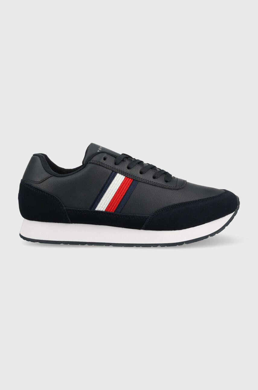 Tommy Hilfiger bőr sportcipő FM0FM04397 CORE EVA RUNNER CORPORATE LEA sötétkék - Pepit.hu