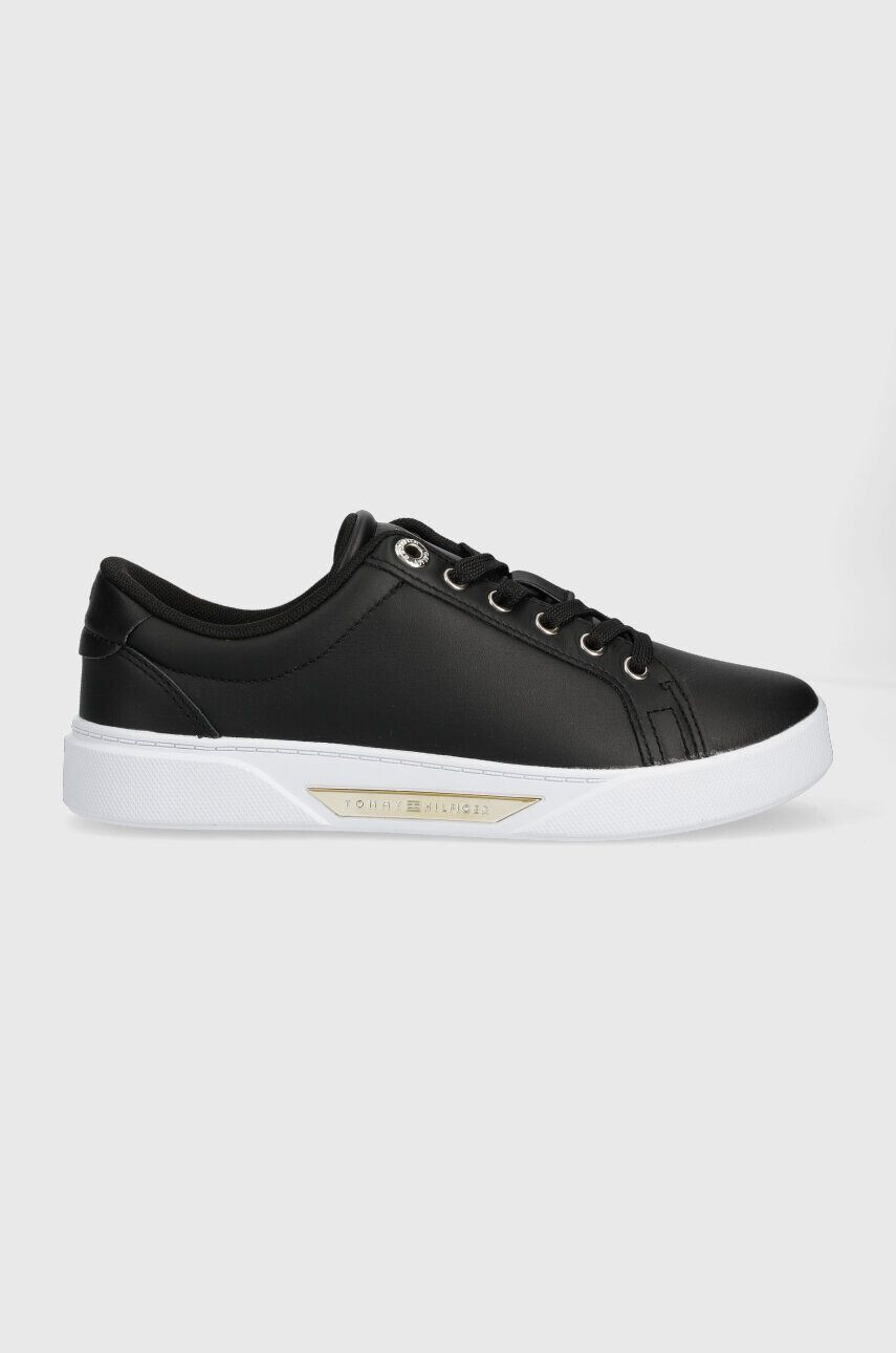 Tommy Hilfiger bőr sportcipő GOLDEN HW COURT SNEAKER fekete FW0FW07560 - Pepit.hu